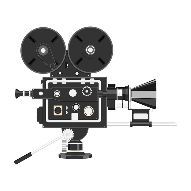 Realistische Kinokamera. Oldtimer-Filmkamera - Vektor, Bild