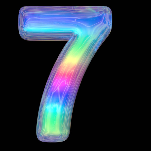 3d rendering colorful glossy liquid 3d volumetric letters on black. Bubble shapes neon colours bright shiny lettering rainbow gradient Hebrew letters 3d illustration - Photo, Image