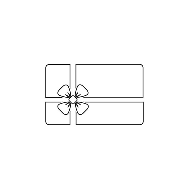 Ilustração de vetor de ícone de linha de cartão de presente em plano
 - Vetor, Imagem