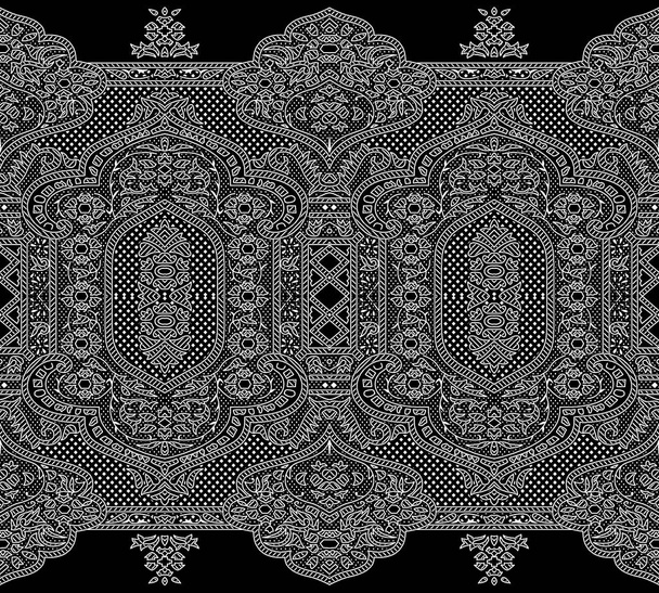 Seamless black and white border with traditional Asian design elements - 写真・画像
