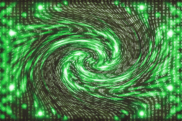 Green matrix digital background. Distorted cyberspace concept.Hacked matrix. Virtual reality design.  - Photo, Image