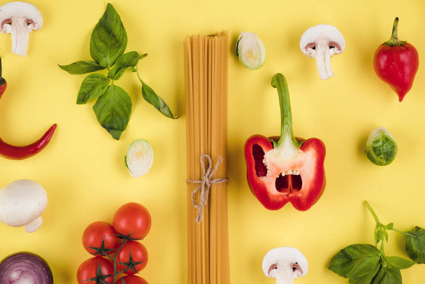 Set of pasta products. Top view. - 写真・画像