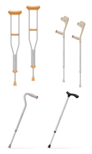 medical telescopic stick crutches vector illustration - Vector, Imagen