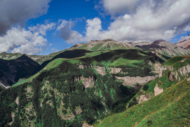 Panoramic view of Georgian mountains - Fotoğraf, Görsel