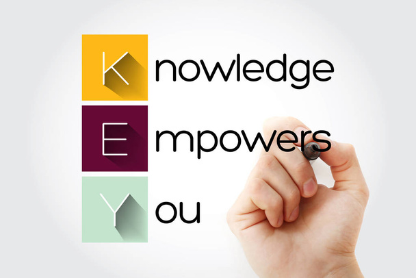 KEY - Knowledge Empowers You acronym - Foto, Bild