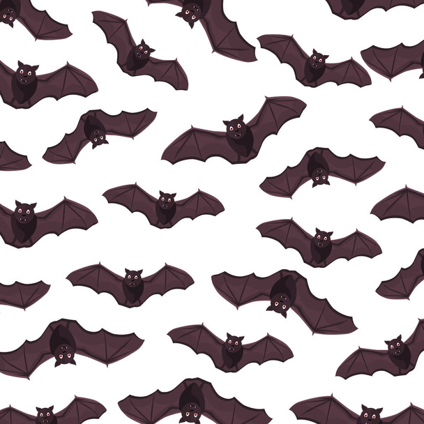 Patrón de murciélago sin costuras en blanco. Fondo de Halloween con murciélagos
 - Vector, imagen