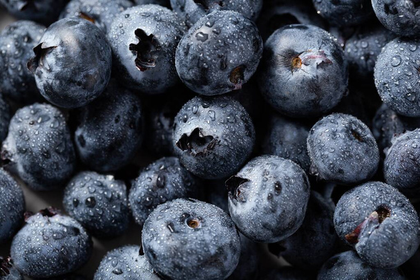 A closeup shot of blueberries with water droplets - Fotó, kép