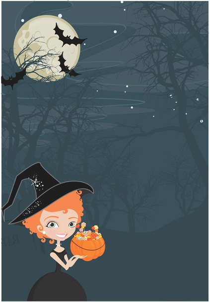 Halloween witch with candy background - Vector, Image