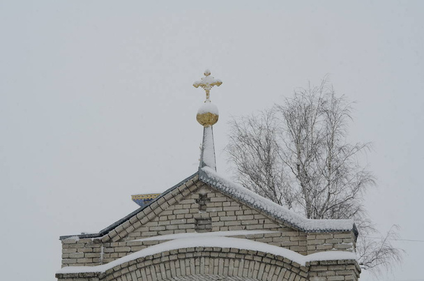 Winterlandschap Orthodoxe kerk - Foto, afbeelding
