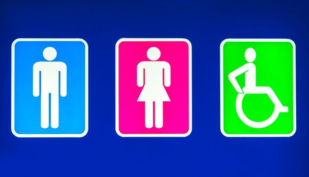 Signo de baños con signo masculino femenino y discapacitado
 - Foto, Imagen