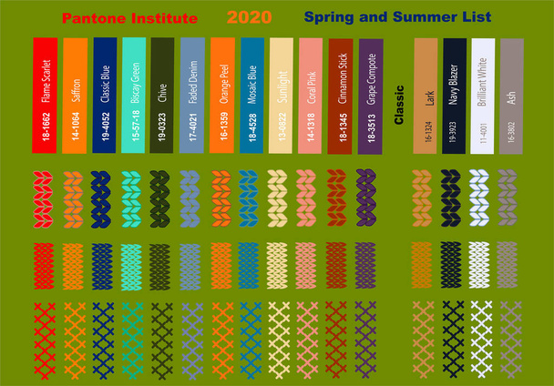 Trends of the Pattone spring  summer - 2020 color palette  - Vector, Image