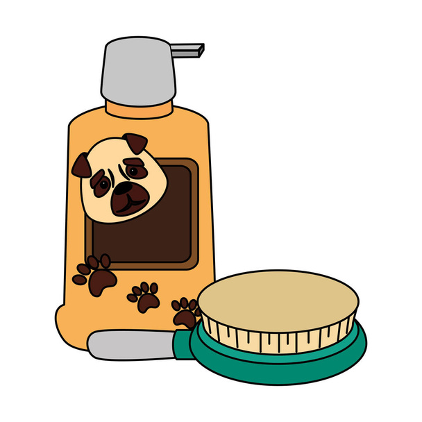 pennello animale domestico con cane cura bottiglia isolata icona
 - Vettoriali, immagini