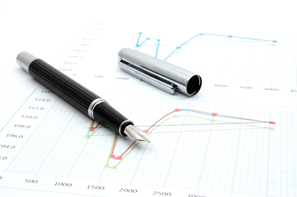 Fountain pen on business chart - Photo, Image