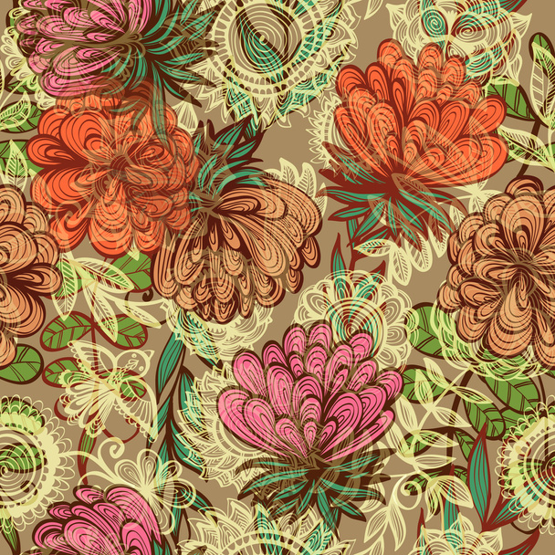 Seamless vintage floral pattern - Vektör, Görsel