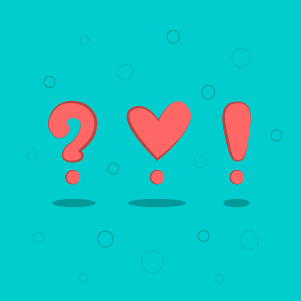 Graphic signs on a colored background, funny love symbols - Vector, Image