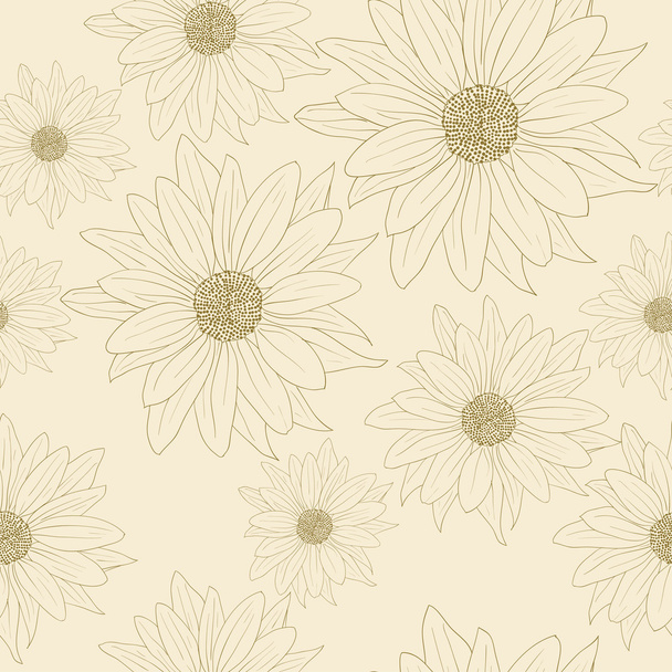 Seamless wallpaper with beautiful flowers - Vector, afbeelding
