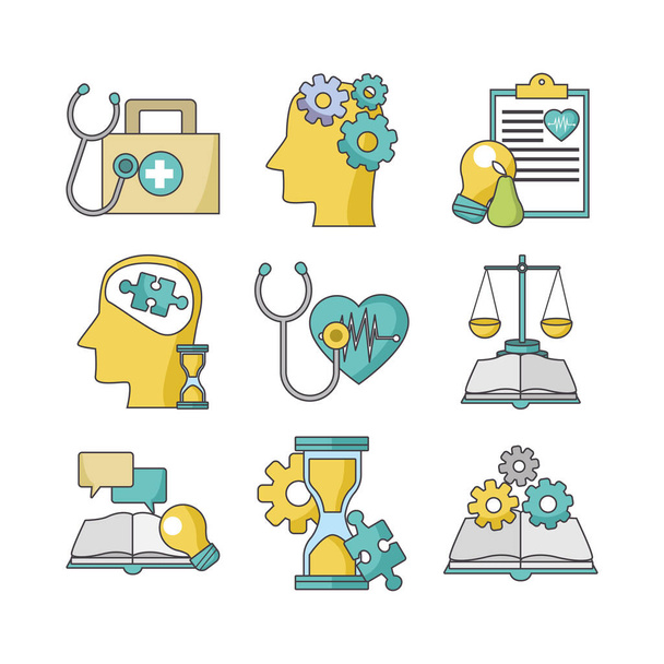conjunto de iconos de concepto médico y empresarial, diseño colorido
 - Vector, imagen