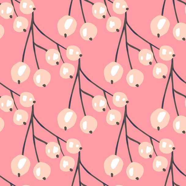 Vintage evezős zökkenőmentes minta rózsaszín háttér. Virágbogyó háttér - Vektor, kép