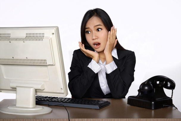 Successful business woman with computer - 写真・画像