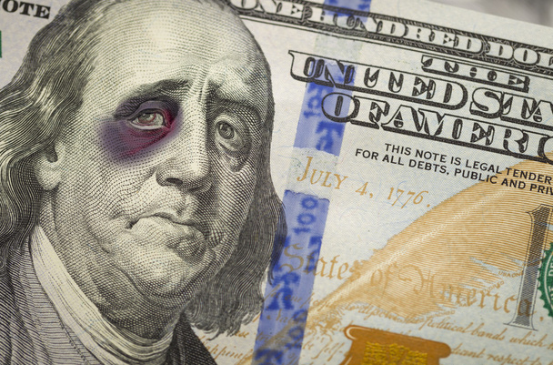 μαύρα eyed Μπεν Φράνκλιν στο νέο νομοσχέδιο δολάριο εκατό - Φωτογραφία, εικόνα