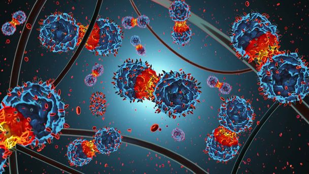 3d Εικονογράφηση στεφανιαία λοίμωξη από μικρόβιο του ιού Σκηνή covid-19 - Φωτογραφία, εικόνα