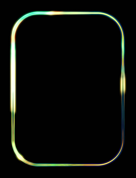 Glührahmen Hintergrund. Neon leuchtende geometrische Schablone isoliert auf schwarzem Hintergrund. abstrakte 2d Abbildung. - Foto, Bild