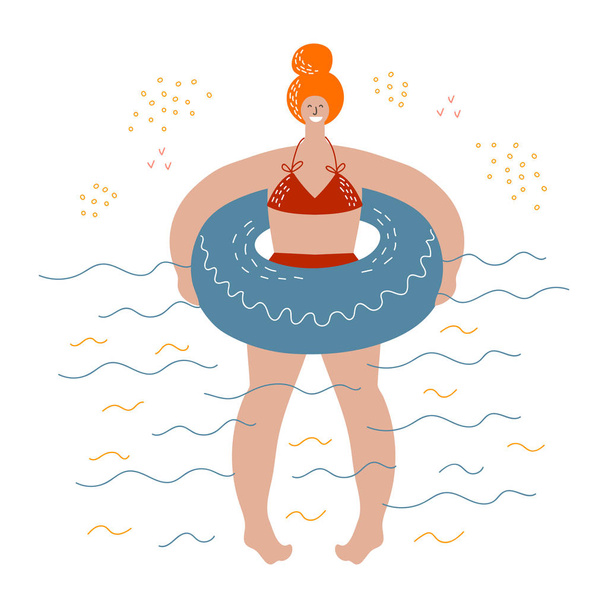 swimming in the sea flat illustration vector - Vector, Image