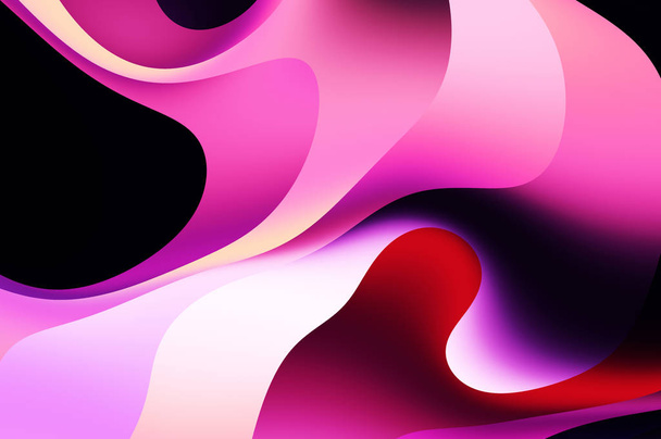 Fluid abstract background with colorful gradient. 2D illustration of modern movement. - Photo, Image
