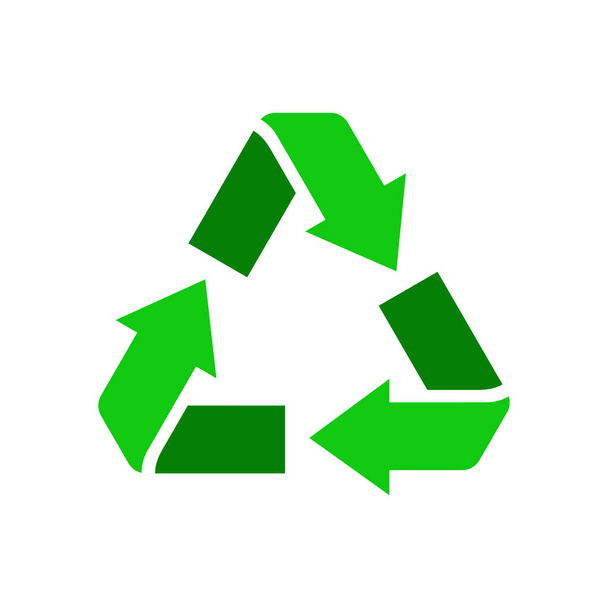 Vlakke recycle symbool of teken van behoud groene pictogram geïsoleerd op witte achtergrond. Vectorillustratie. - Vector, afbeelding