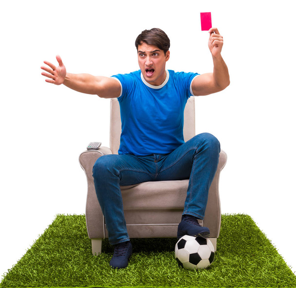 Man watching sports isolated on white background - Photo, Image