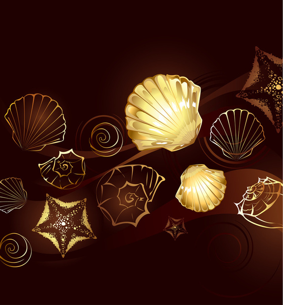 gold seashells - Вектор,изображение