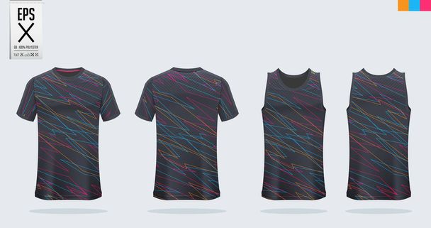 T-shirt sport mockup template design for soccer jersey, football kit. Tank top for basketball jersey and running singlet. Sport uniform in front view and back view.  Shirt Mockup Vector. - Vector, Image
