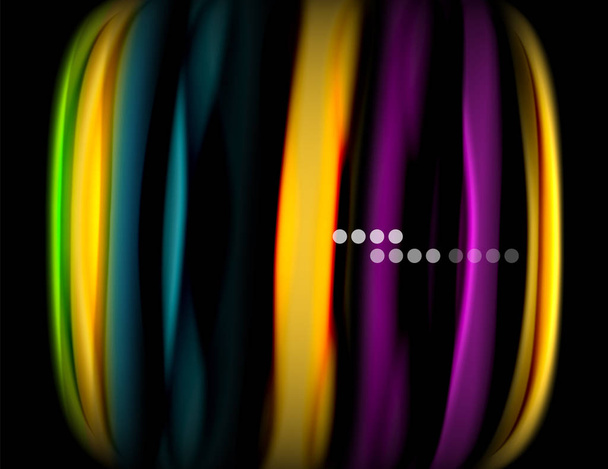 Hedvábné hladké linie na černých tekutých barevných vlnách. Vektorová ilustrace - Vektor, obrázek