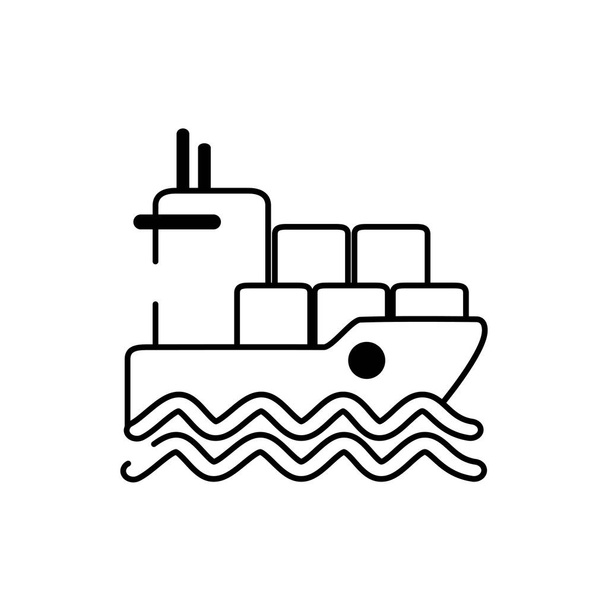 boat containers marine shipping cargo delivery line style icon - Διάνυσμα, εικόνα