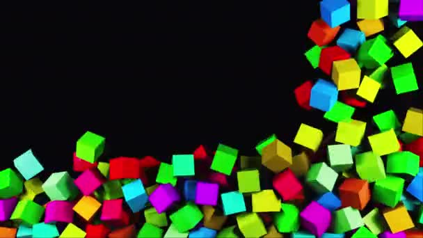 3D renderização de fundo moderno. Animação gerada por computador muitos cubos multicoloridos caem no topo e enchem toda a tela
 - Filmagem, Vídeo