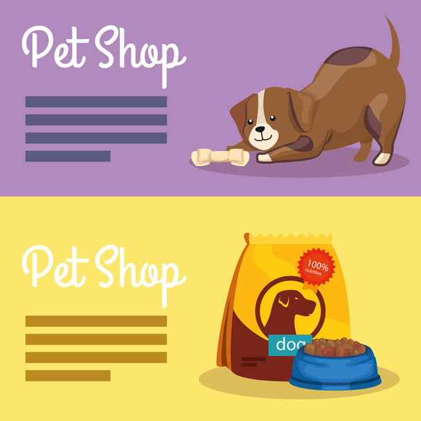 set plakát pet shop veterinářství s ikonami - Vektor, obrázek