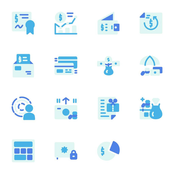finance ikona set design plochý styl část1. Ideální pro aplikaci, web, logo a šablonu prezentace - Vektor, obrázek