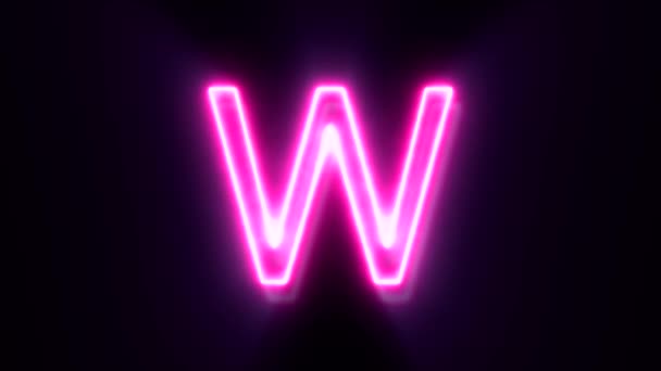 Vaaleanpunainen neon fontti kirjain W iso, animoituja aakkosia symboli mustalla taustalla
. - Materiaali, video