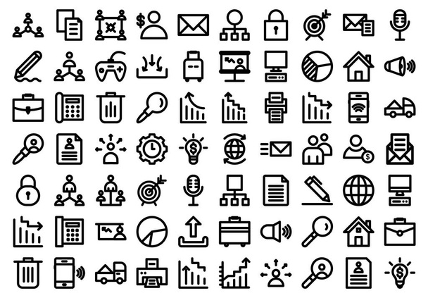 Project management Bold outline isolated vector icons set consist with management, Agreement, application, Businessman, dealer, Email, envelope, network hierarchy and video game, you can edit them easily - Vector, Image