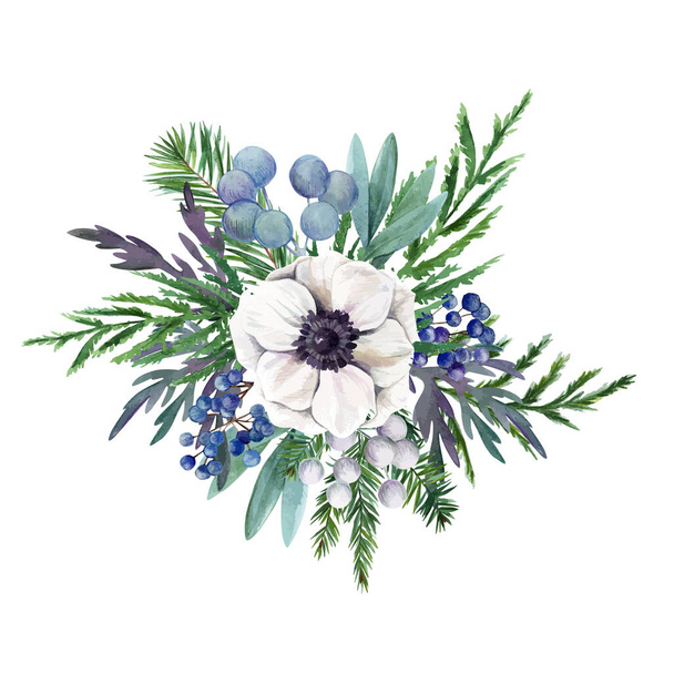 Watercolor floral arrangement, hand drawn vector image - ベクター画像