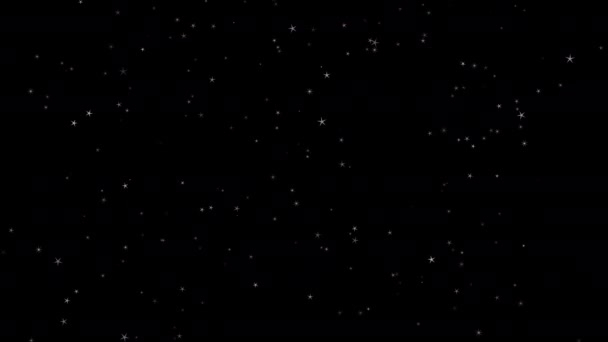 Αστέρι πέφτει από τον ουρανό. Stardust απομονωμένο μαύρο φόντο για γραφικά κίνησης που συνθέτουν το στοιχείο. Ταραχή τυχαίου μεγέθους στην καταιγίδα αέρα. Απομονωμένη αστρική σκόνη. 3d απεικόνιση απόδοση - Πλάνα, βίντεο