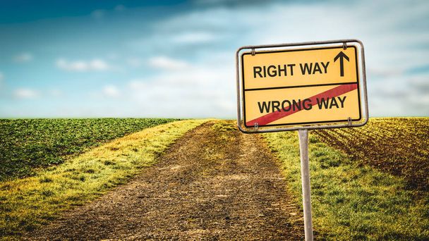 Вуличний знак до RIGHT WAY проти WRONG WAY
 - Фото, зображення