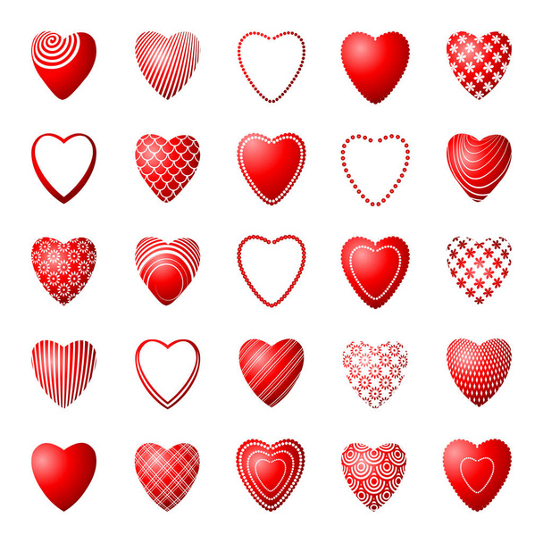 Heart icons. Design elements set for Valentines card.  - Vetor, Imagem
