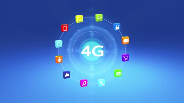Symbole 4k 4G, concept d'internet virtuel, icônes de services en ligne, médias sociaux
. - Séquence, vidéo