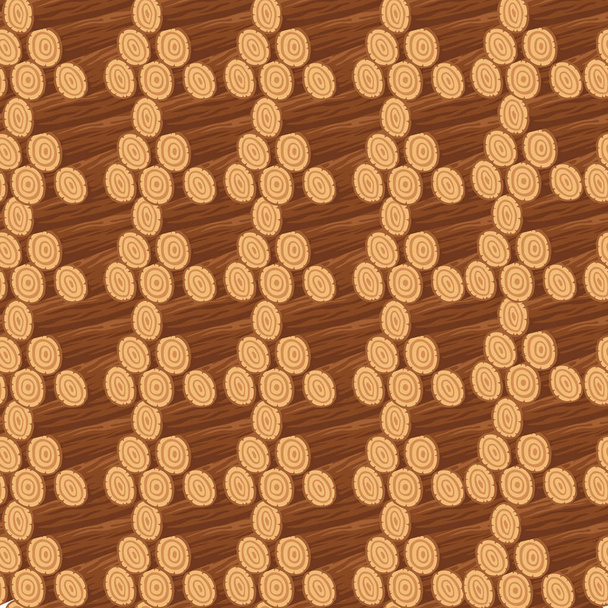 Nahtloses Muster von Stapeln Holzstämme flache Vektorillustration - Vektor, Bild