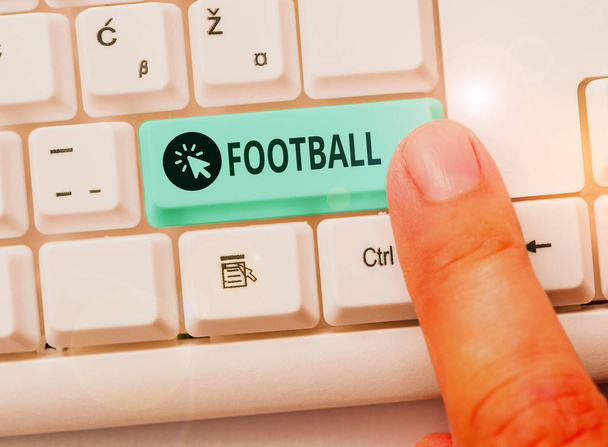 Word writing text Football. Business concept for any of various forms of team game involving kicking a ball. - Photo, Image