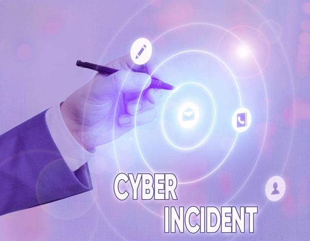 Ecriture conceptuelle montrant Cyber Incident. Texte de la photo d'affaires avertissant qu'il peut y avoir une menace pour la sécurité de l'information
. - Photo, image