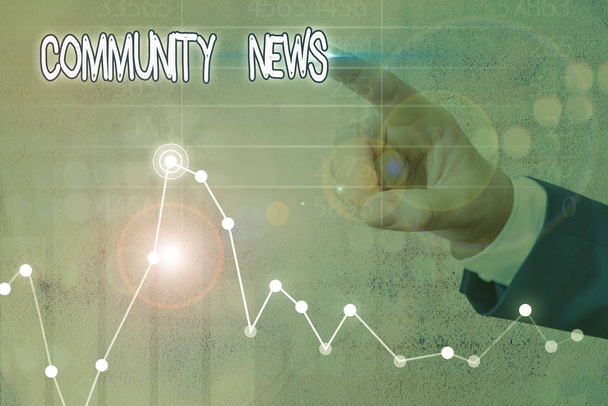 Szövegírás Community News. Üzleti koncepció a hírlefedettség, amely jellemzően a városrészekre összpontosít. - Fotó, kép