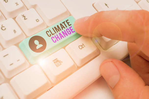 Wort schreibt Text Klimawandel. Geschäftskonzept zur Änderung des erwarteten Muster des durchschnittlichen Wetters einer Region. - Foto, Bild