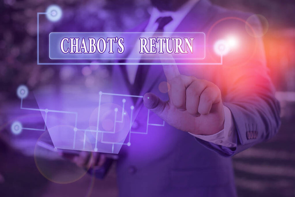 Szóírás üzenet Chabot S Return. Üzleti koncepció a beszélgetés hallható vagy szöveges módszerrel történő visszatéréséhez. - Fotó, kép
